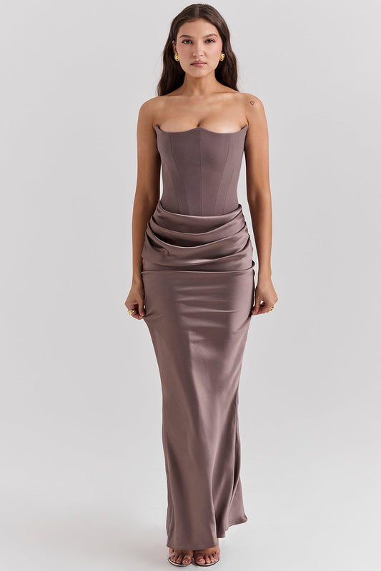Trägerloses Korsett Maxikleid Damen – Elegantes Langes Kleid für Festliche Anlässe