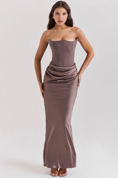 Trägerloses Korsett Maxikleid Damen – Elegantes Langes Kleid für Festliche Anlässe