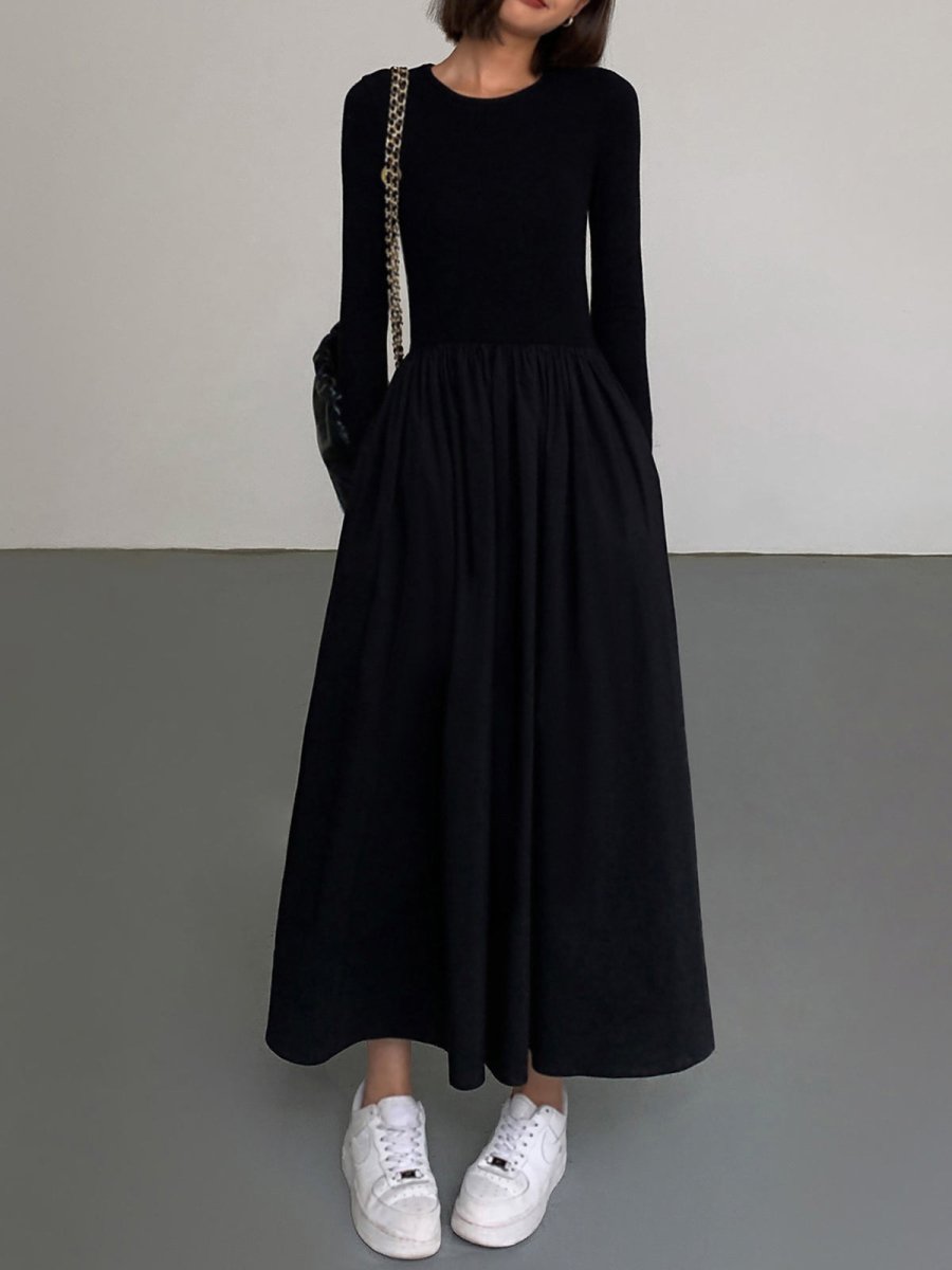 Variant image for Langarm Damenkleid mit Taschen, Elegantes Knielanges Kleid für Festliche und Lässige Anlässe-2