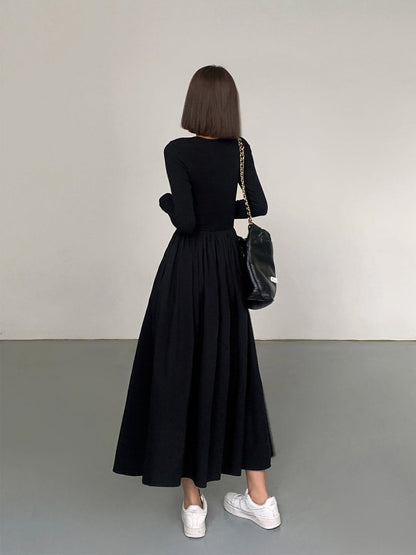 Variant image for Langarm Damenkleid mit Taschen, Elegantes Knielanges Kleid für Festliche und Lässige Anlässe-3