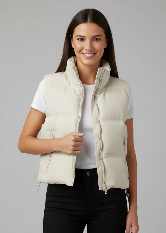 Damen Steppweste mit hohem Kragen und Reißverschluss