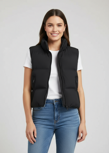 Damen Steppweste mit hohem Kragen und Reißverschluss