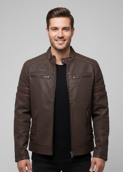 Herren-Bikerjacke mit Reißverschlusstaschen
