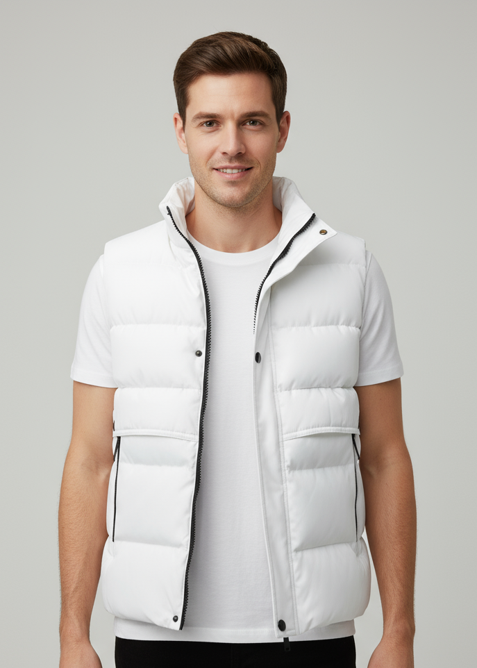 Ärmellose gesteppte Herrenweste mit Taschen für den Winter