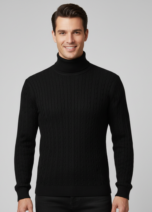 Herren Rollkragenpullover mit Strickmuster