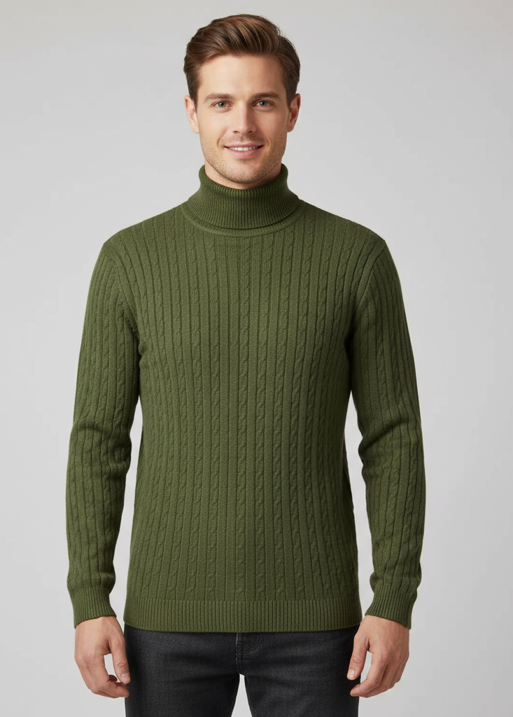 Herren Rollkragenpullover mit Strickmuster
