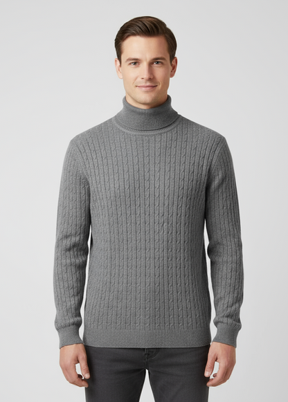 Herren Rollkragenpullover mit Strickmuster