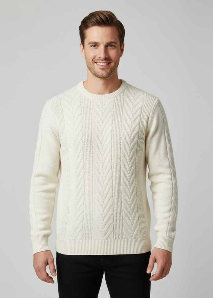 Herren Strickpullover mit Zopfmuster