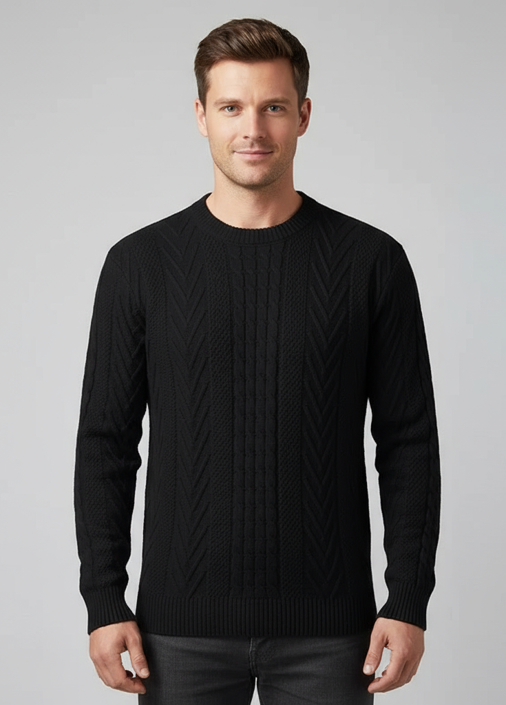 Herren Strickpullover mit Zopfmuster