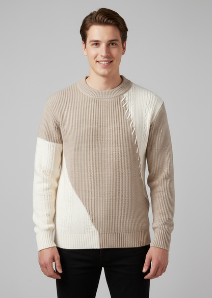 Herren Strickpullover mit zweifarbigem Design