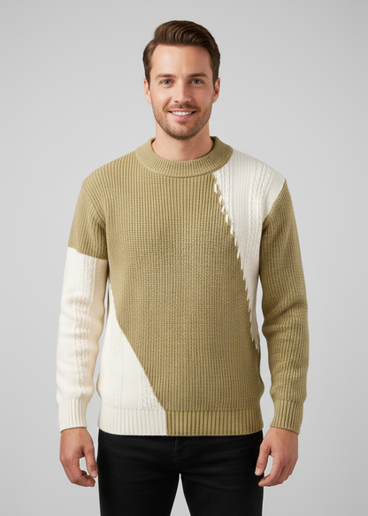 Herren Strickpullover mit zweifarbigem Design