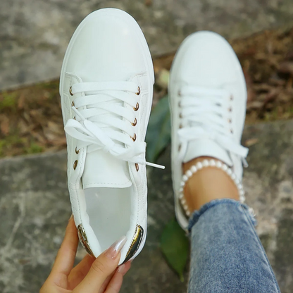 Women’s Quilted Lace-Up Sneakers Stylish Everyday Practical Shoes
