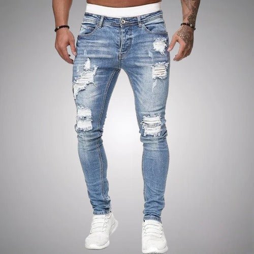 Schlanke Herren Jeans Mit Rissen Aus Hochwertiger Baumwollmischung Für Lässige Alltagsmode-3