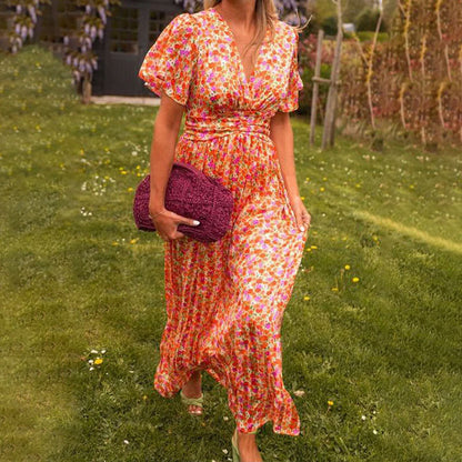 Leichtes Sommerkleid Damen mit V-Ausschnitt, Atmungsaktivem Stoff und Luftiger Passform in Verschiedenen Farben