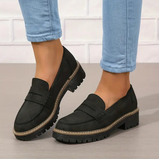 Dicke Plattform-Mokassins Damen Mit Gepolsterter Sohle – Bequeme Mokassins Damen Leder für Täglichen Gebrauch-1