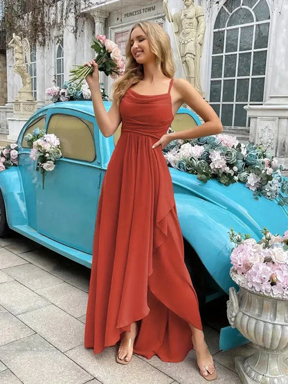 Variant image for Elegantes Damenkleid aus langem Chiffon - Figurbetontes Hochzeitsgast Kleid für Sommer und festliche Anlässe-6