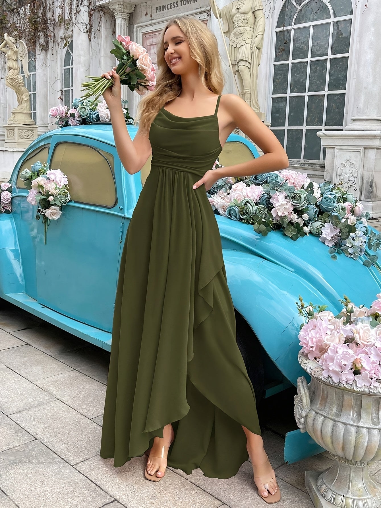 Variant image for Elegantes Damenkleid aus langem Chiffon - Figurbetontes Hochzeitsgast Kleid für Sommer und festliche Anlässe-21