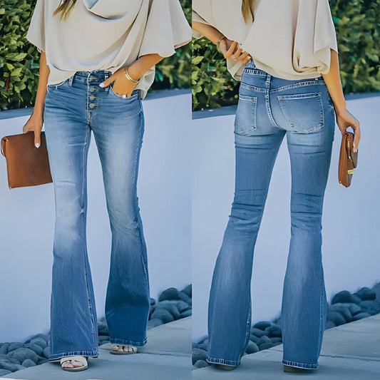 Vintage Damenjeans, Hohe Taille, Weicher Atmungsaktiver Denim, Lässige Alltagsbekleidung, Verschiedene Größen Erhältlich-1