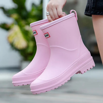 Waterproof Women’s Wellington Boots Mid-Calf Non-Slip Outdoor Style
