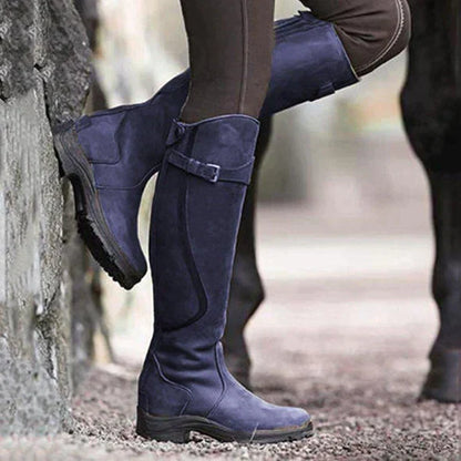 Women’s Weather-Resistant Knee-High Boots Adjustable Buckle & Non-Slip Sole