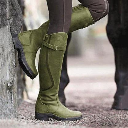 Women’s Weather-Resistant Knee-High Boots Adjustable Buckle & Non-Slip Sole