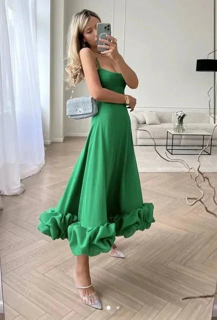 Variant image for Elegantes Maxikleid Sommer mit Rüschen und Blumenmuster, Ärmellos, A-Linie für Damen-13