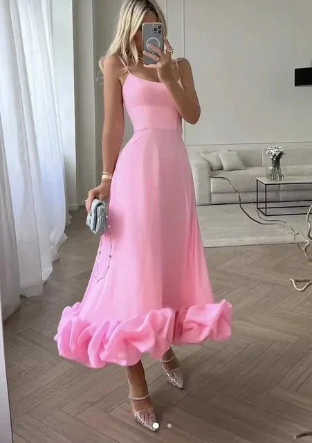 Variant image for Elegantes Maxikleid Sommer mit Rüschen und Blumenmuster, Ärmellos, A-Linie für Damen-17