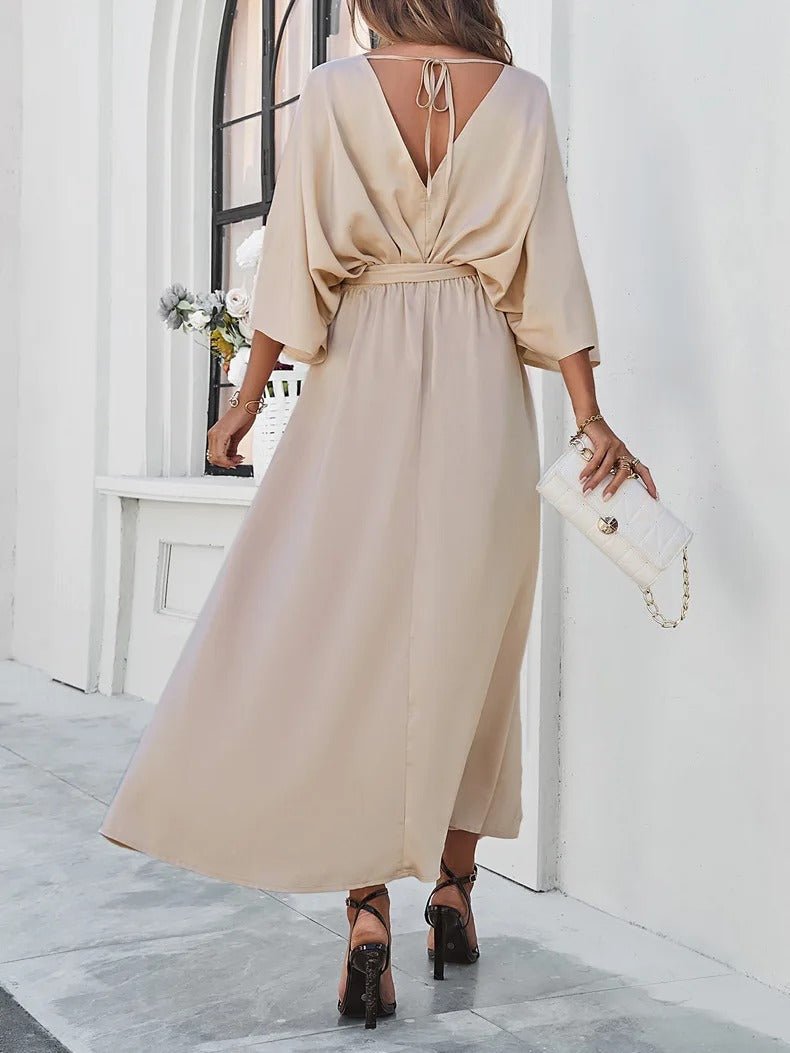 Elegantes Damenkleid mit V-Ausschnitt – Festliches Kleid für Hochzeitsgast und formelle Anlässe, knielang und komfortabel