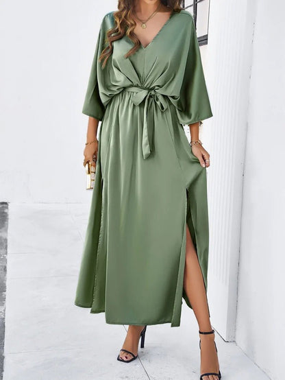 Elegantes Damenkleid mit V-Ausschnitt – Festliches Kleid für Hochzeitsgast und formelle Anlässe, knielang und komfortabel