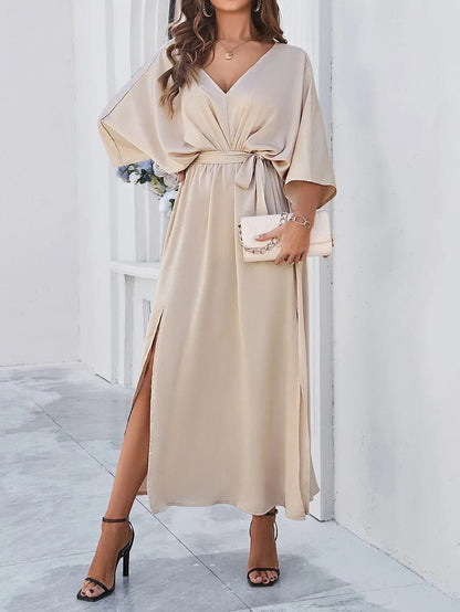 Variant image for Elegantes Damenkleid mit V-Ausschnitt – Festliches Kleid für Hochzeitsgast und formelle Anlässe, knielang und komfortabel-3