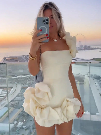 Elegantes Blumen-Minikleid Damen - Schmeichelndes Kleid Hochzeitsgast für Festliche Anlässe und Sommerveranstaltungen