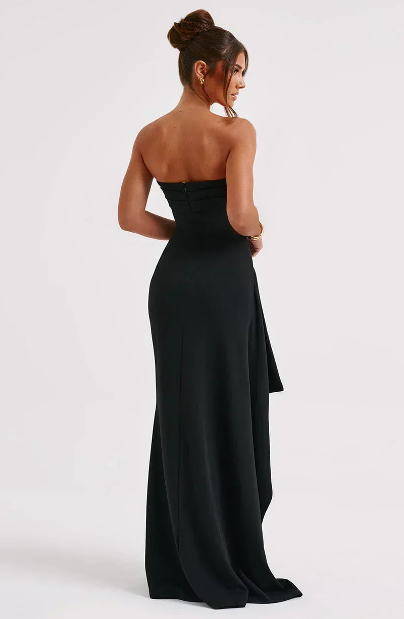Schulterfreies Twisted Maxikleid Damen, Elegantes Langes Kleid für Sommer, Vielseitige Abendmode, Maxikleid Festlich